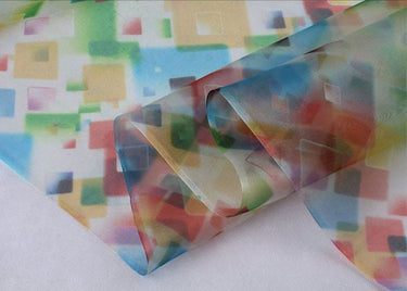 WUCAIGE - 6 momme Colorful Plaid Print Silk Organza Fabric - 138cm wide by the Yard