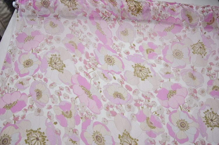 YINSU - 6 Momme Purple pink Floral Print Crinkled Silk Georgette Fabric 140cm by the Yard
