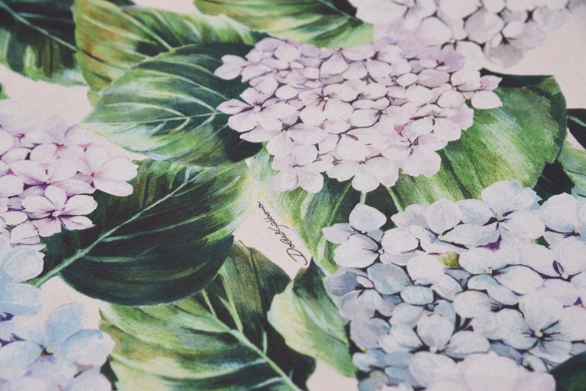 XIUQIU - Hydrangea print Silk Organza Satin 140cm Fabric-By the Yard