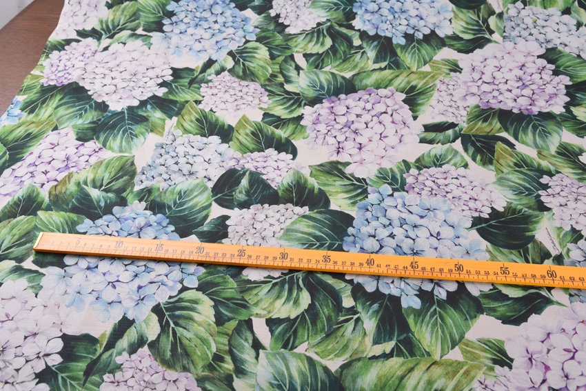 XIUQIU - Hydrangea print Silk Organza Satin 140cm Fabric-By the Yard