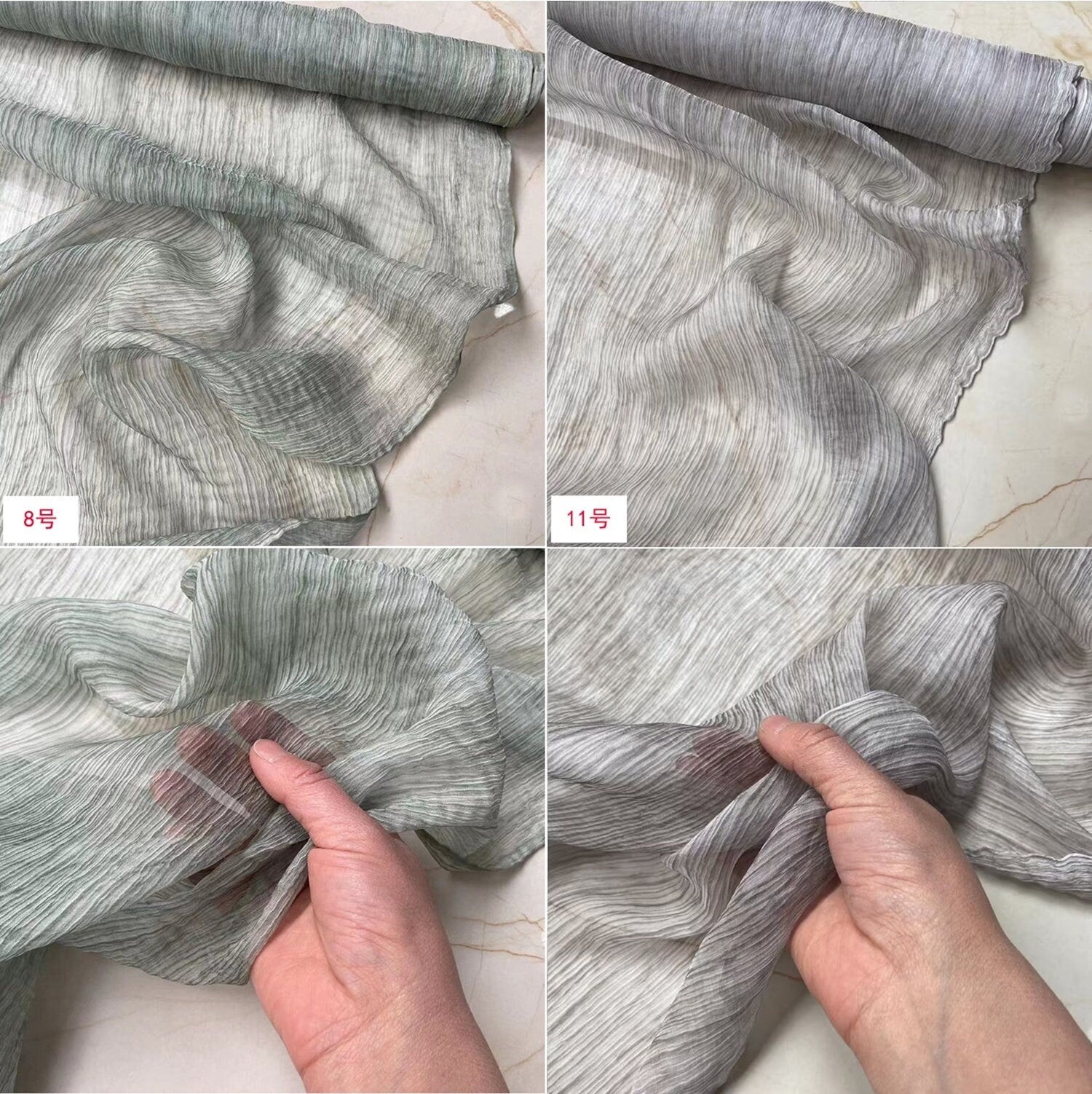 6 momme Nature Plant-Dye Chrinkled Silk Georgette Fabric - 130cm wide by the Yard