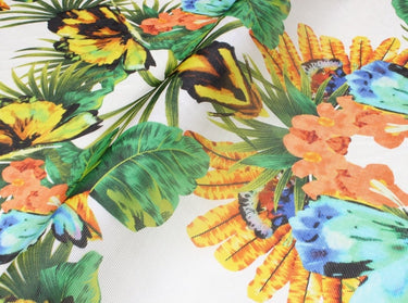 TIAOWEN - 12 momme Butterfly Floral Print Stripe Silk Organza Fabric - 140cm wide by the Yard