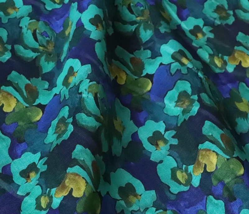 LANYUN - Floral Print Ramie Fabric-By the Yard