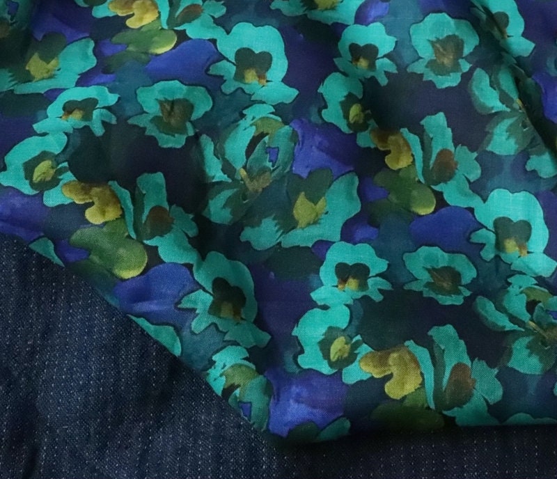 LANYUN - Floral Print Ramie Fabric-By the Yard