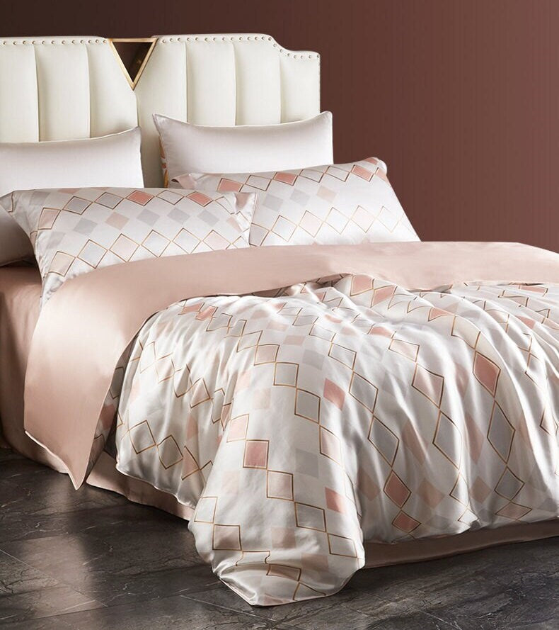 ANNA CHECKS  - 16 Momme 100% Silk Bedding 4pcs Suite