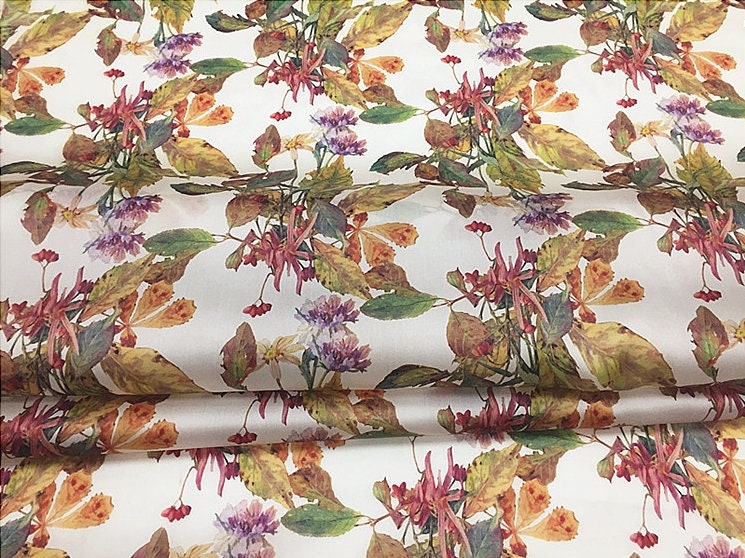 Silk Organza Satin Floral Print Fabric By the Yard