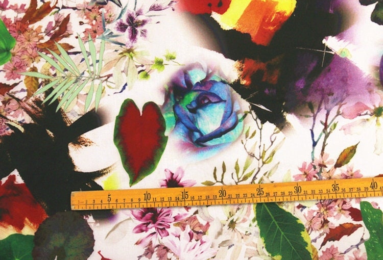 Silk Organza Satin with Floral Print Silk Fabric By the Yard