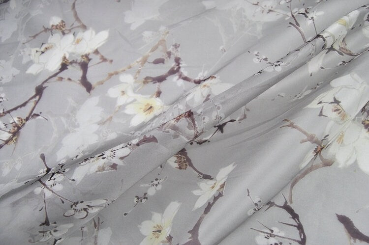 Silk Organza Floral Print Fabric By the Yard