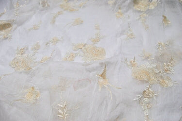 SUYABAI - Embroidered Crinkled Silk Georgette Fabric - 135cm wide by the Yard