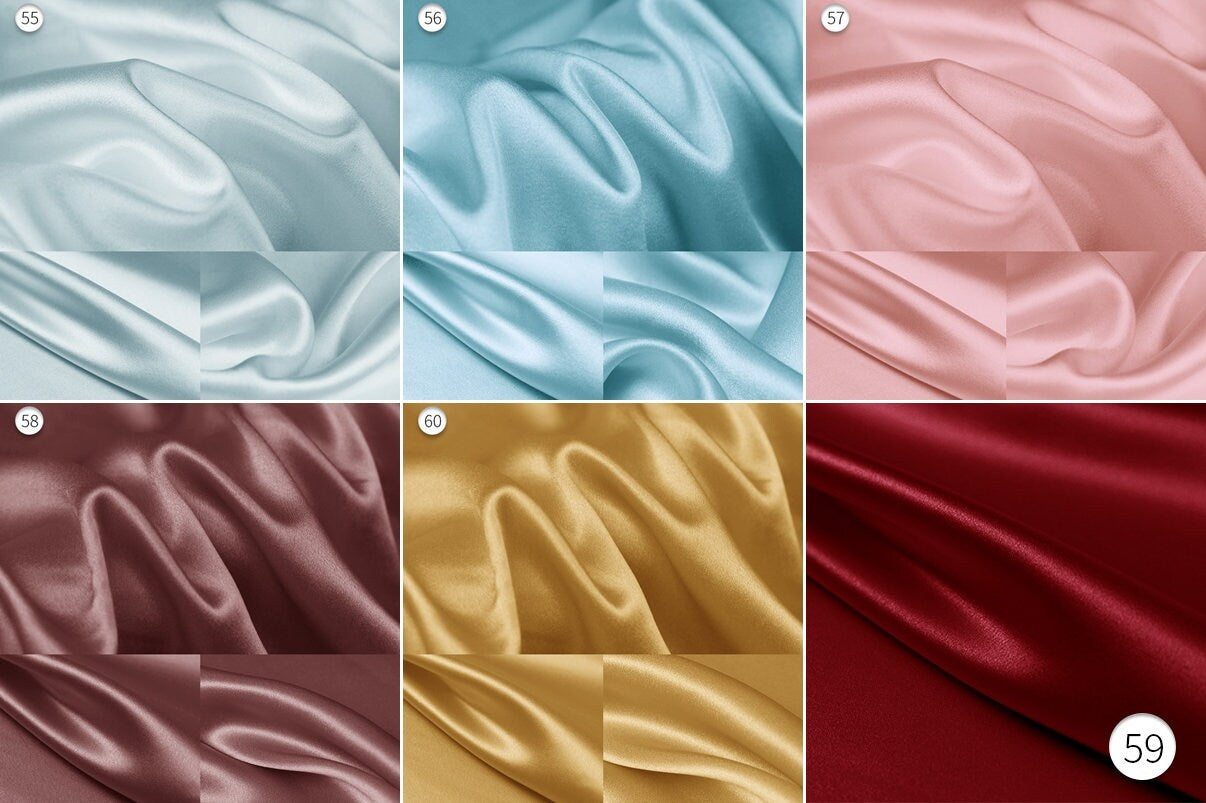 16 Momme Silk Satin 60 Colors Silk Charmeuse Fabric - 114cm by the Yard