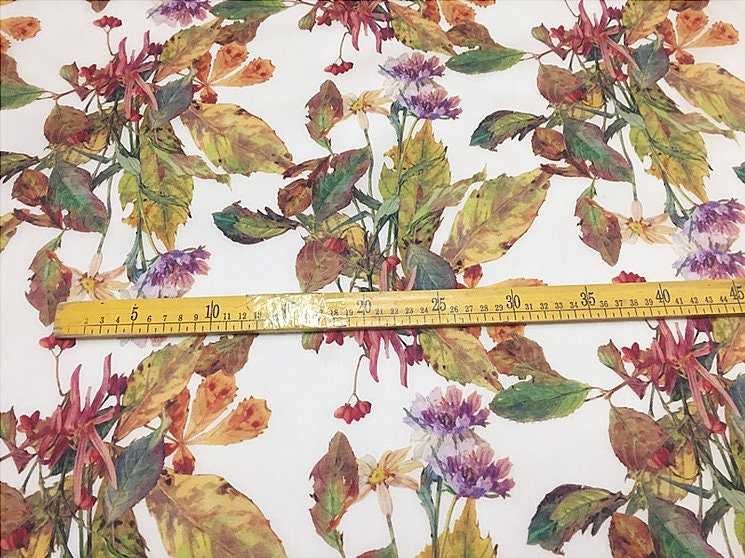 Silk Organza Satin Floral Print Fabric By the Yard