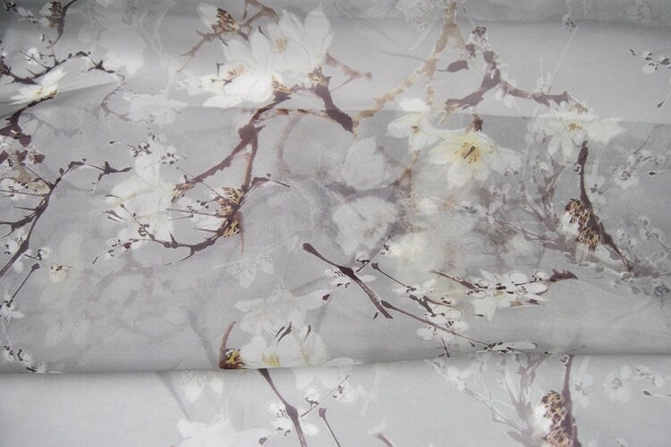 Silk Organza Floral Print Fabric By the Yard