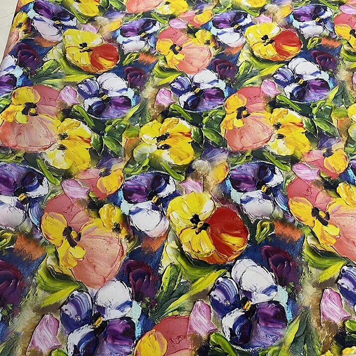 SANSEJIN - 14 momme Floral Print Silk Crepe de Chine Fabric - 114cm wide by the Yard