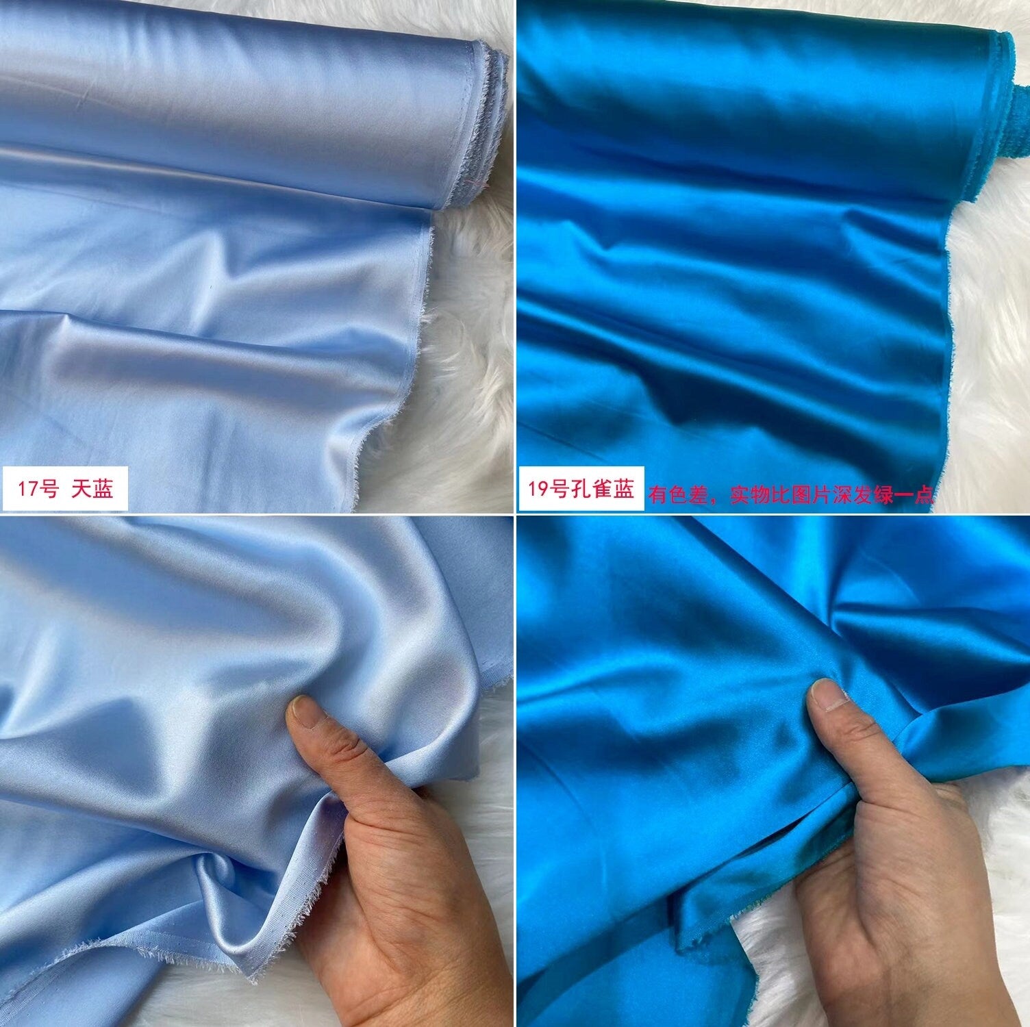 24 Multi Solid Colors 19 momme Stretch Silk Satin Fabric - 108cm wide by the Yard