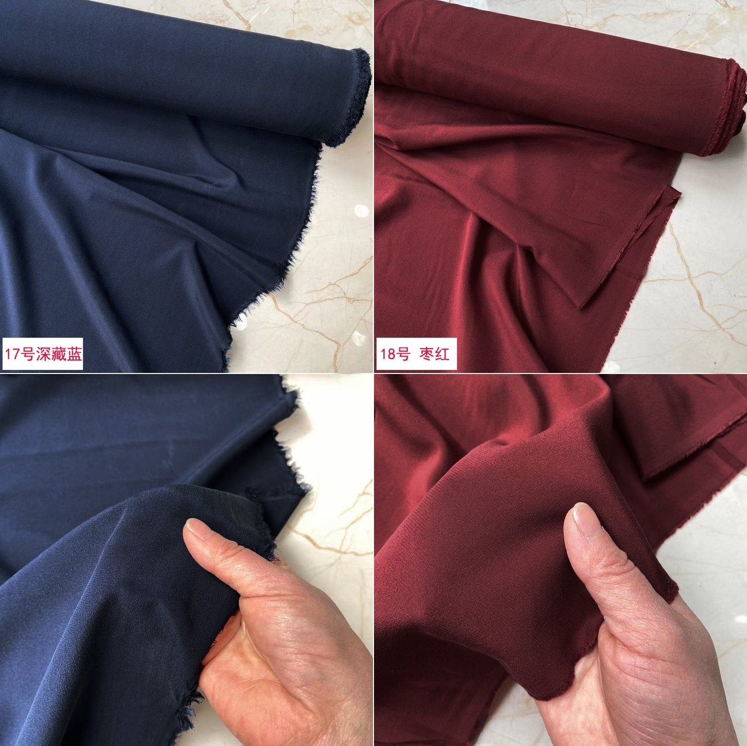 16 Momme 20 Colors Solid Stretch Silk Crepe de Chine Fabric - 108cm wide by the Yard