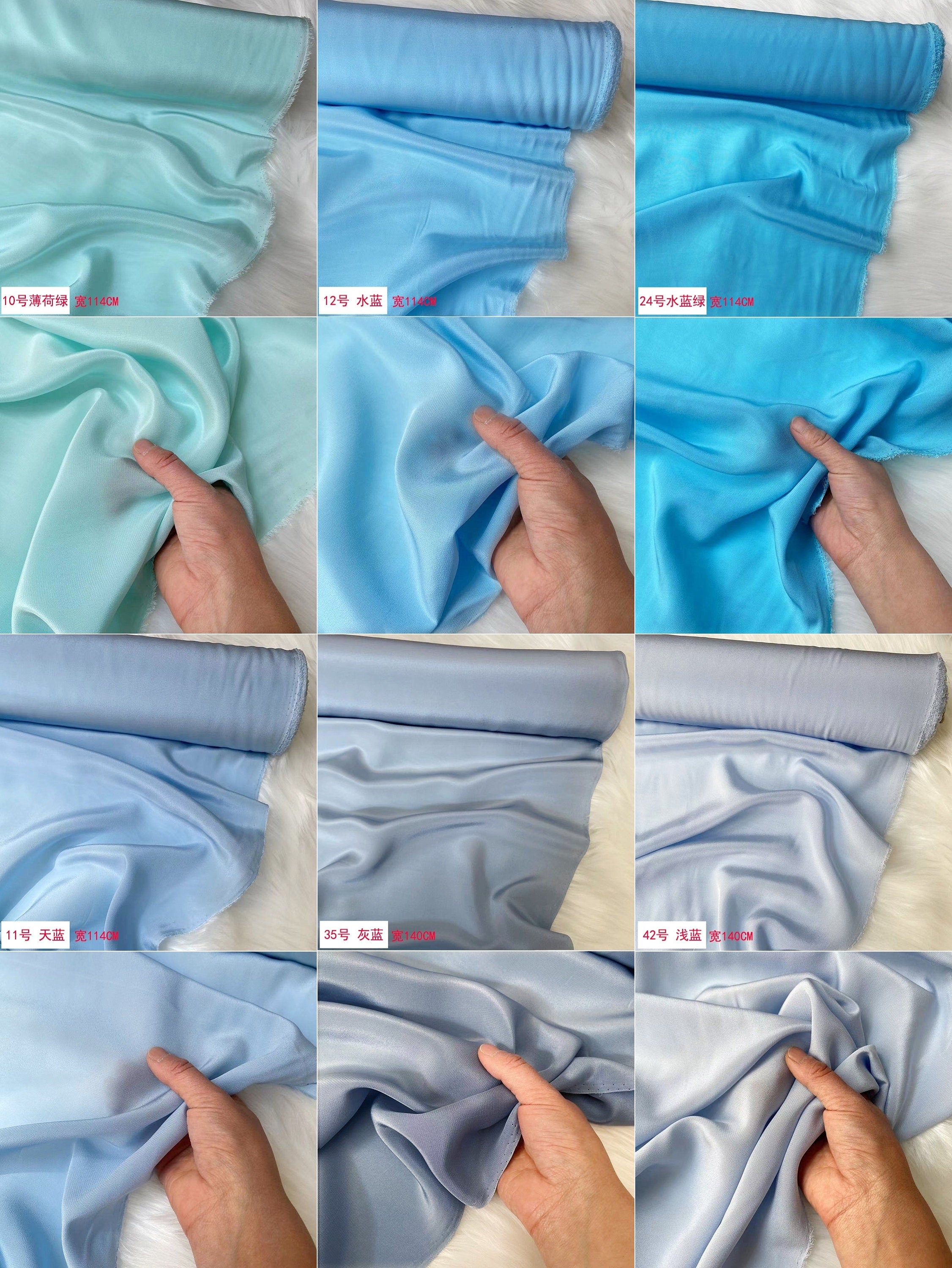 42 Colors Solid 16 Momme Silk Crepe de Chine Fabric - 140cm wide by the Yard