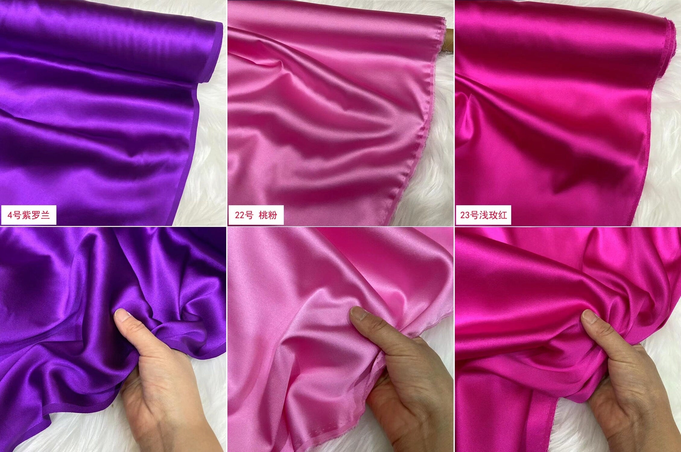 24 Multi Solid Colors 19 momme Stretch Silk Satin Fabric - 108cm wide by the Yard