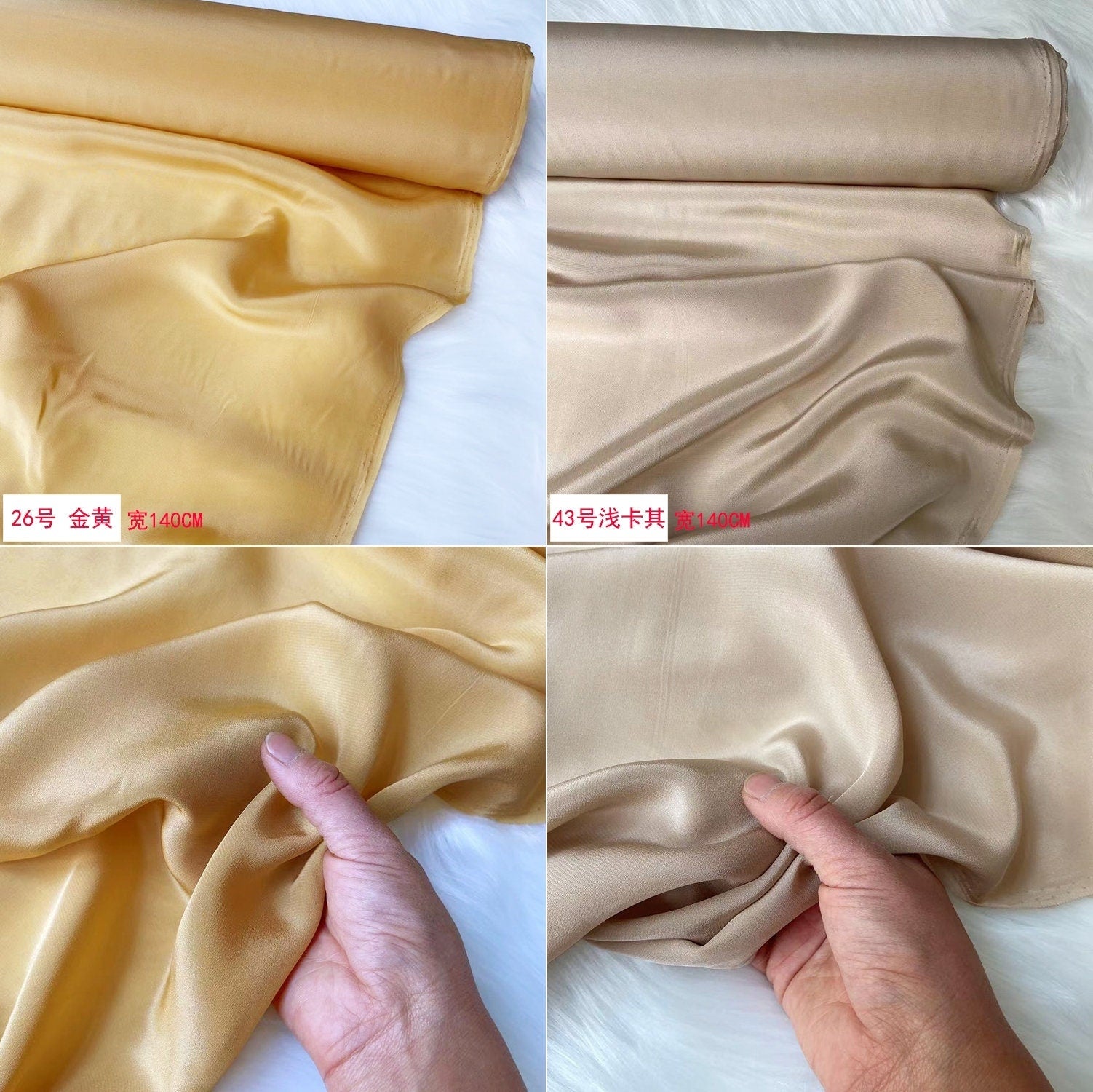 42 Colors Solid 16 Momme Silk Crepe de Chine Fabric - 140cm wide by the Yard