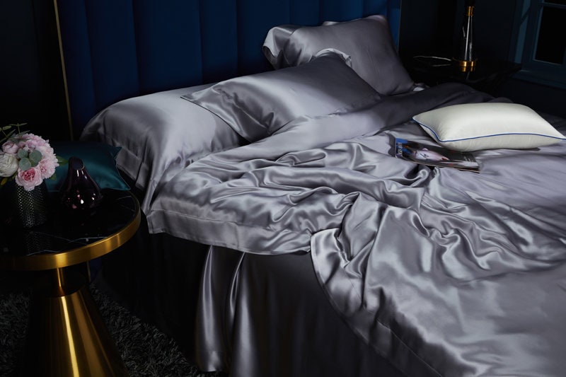 BLUISH GRAY - 30 Momme Silk Duvet Cover