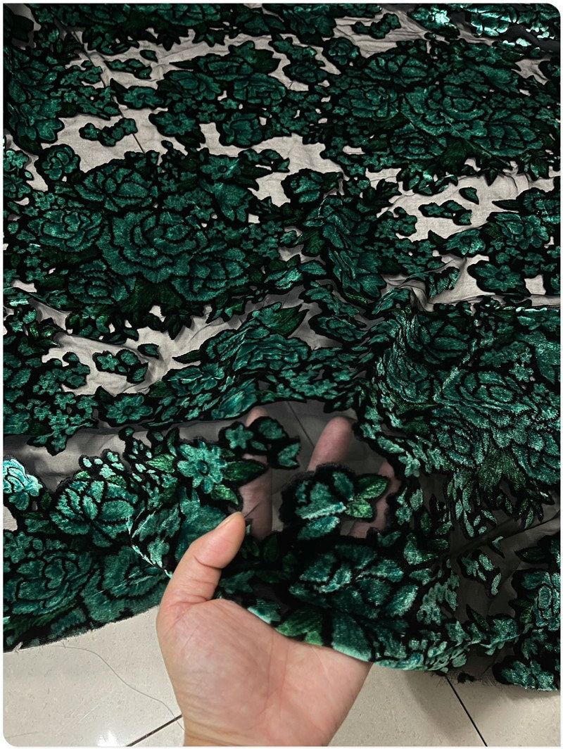 ZMUDAN - Sheer Burnout Silk Velvet Fabric - 114cm wide by the Yard