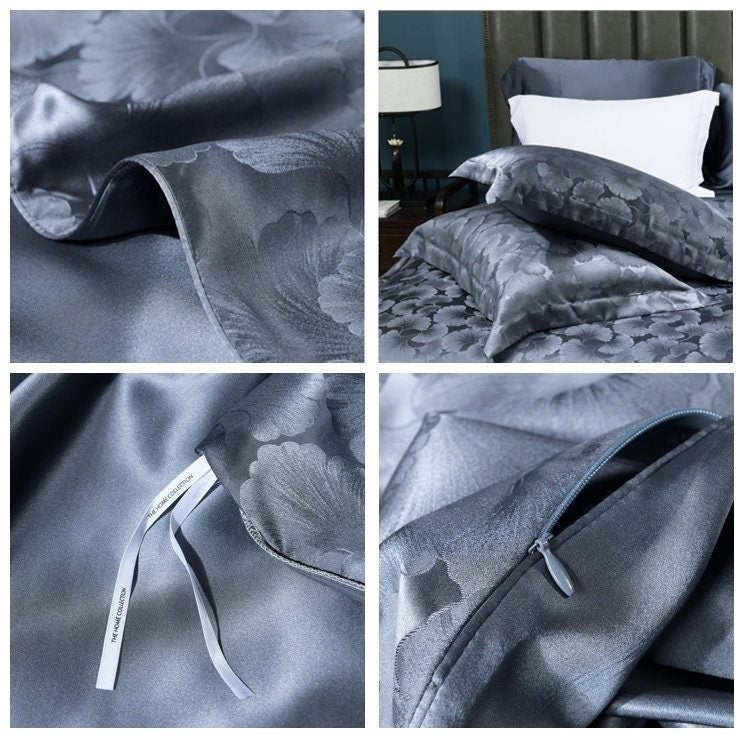 RUSHI - 19 Momme Jacquard Silk Bedding Suite 4pcs