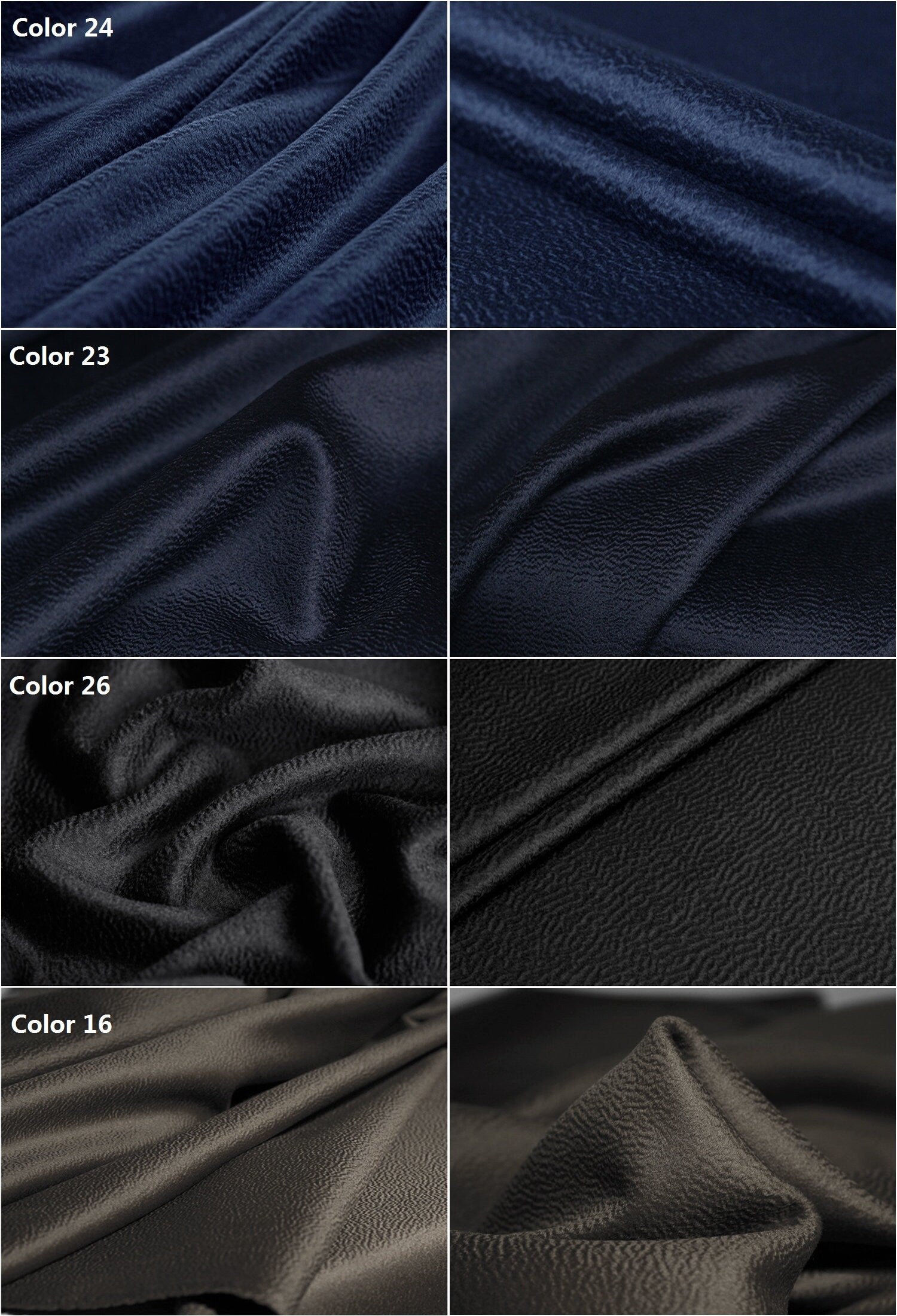 32 Colors Double Faced Water Corrugated Silk Cashmere Wool Fabric - 150cm wide by the Yard