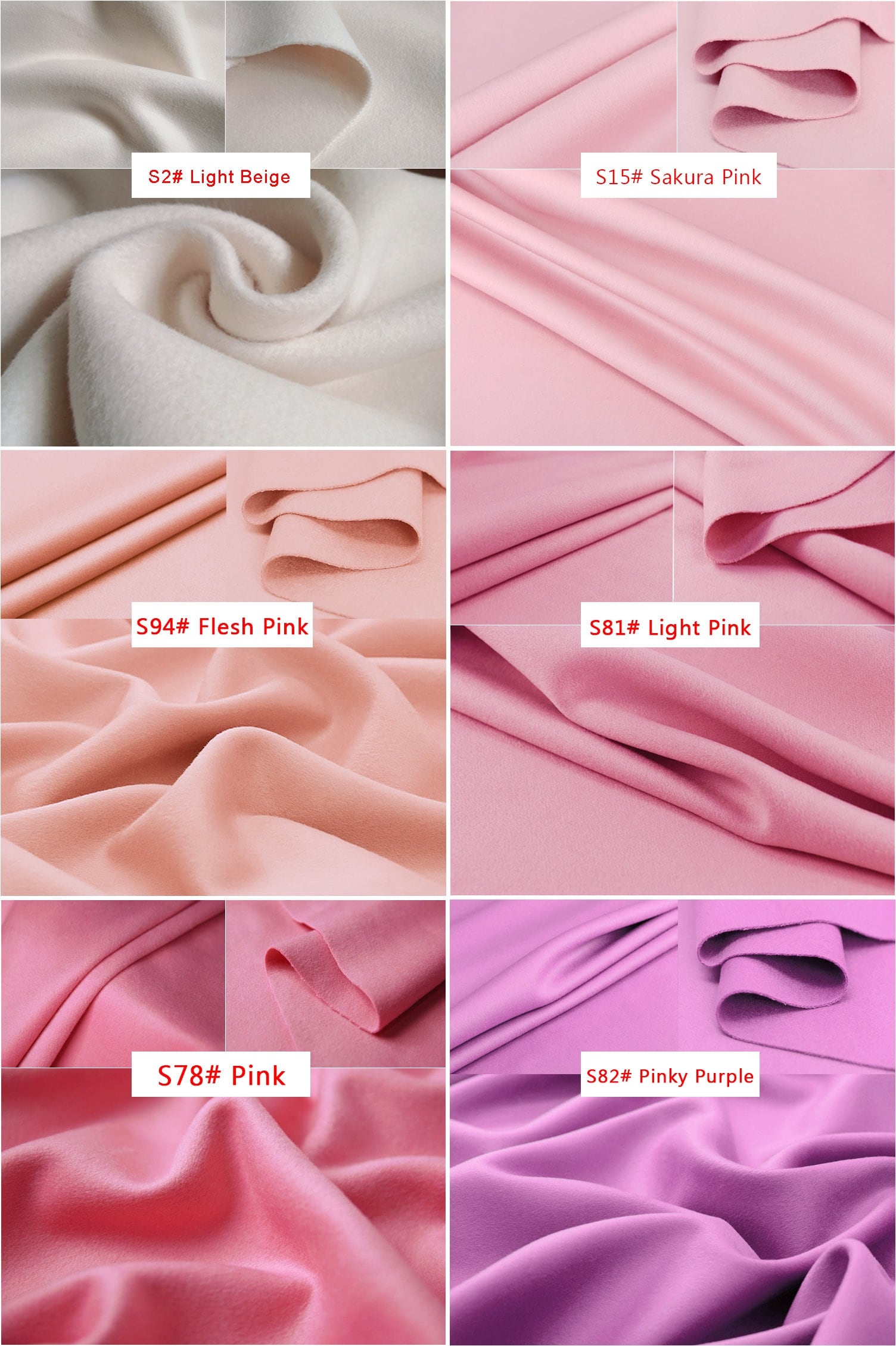 40 Colors - Double Faced Cashmere Wool Fabric - 150cm wide by the Yard