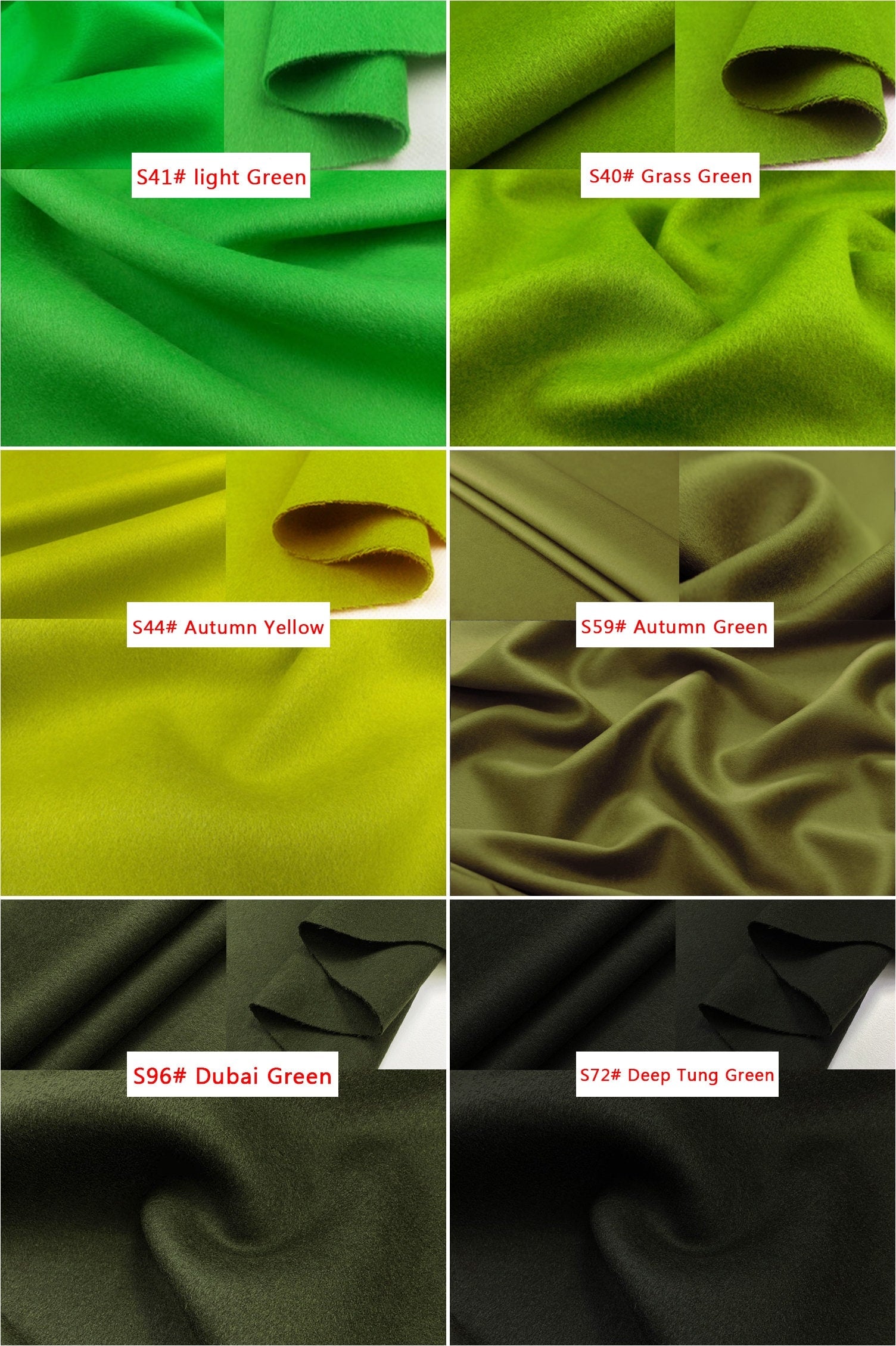 40 Colors - Double Faced Cashmere Wool Fabric - 150cm wide by the Yard