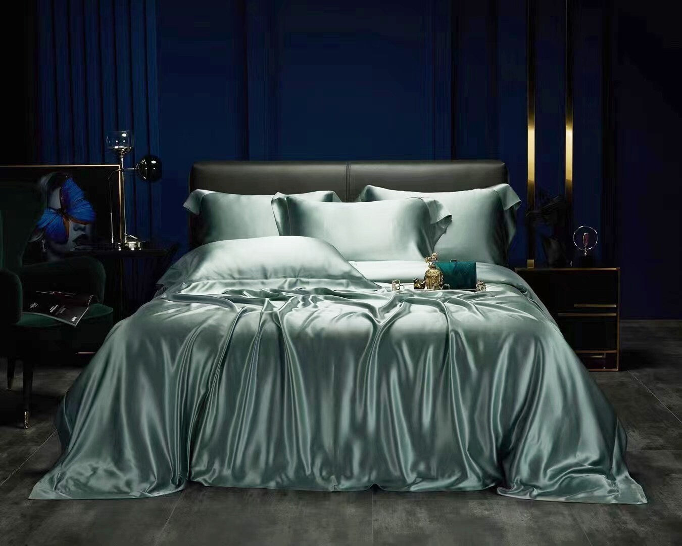 LILY PAD - 30 Momme Mulberry Silk Bedding, Silk Duvet Cover, Silk Fitted Sheet, Silk Flat Sheet, Silk Pillowcase, 100% SILK