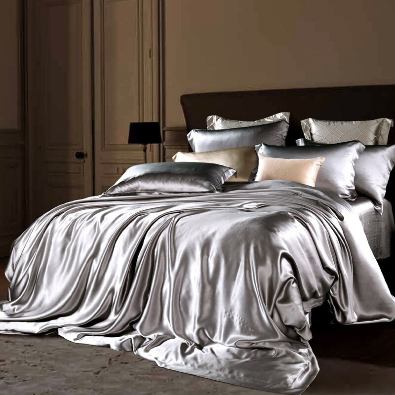SMOKY GRAY - 25 Momme 100% Mulberry Silk Duvet Cover