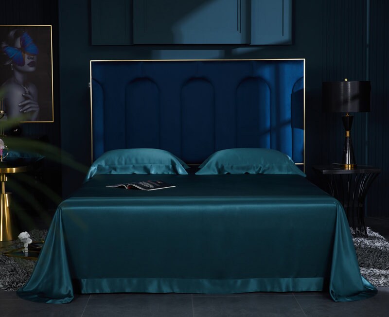 PEACOCK BLUE - Silk Duvet Cover made in 30 Momme 100% Mulberry Silk