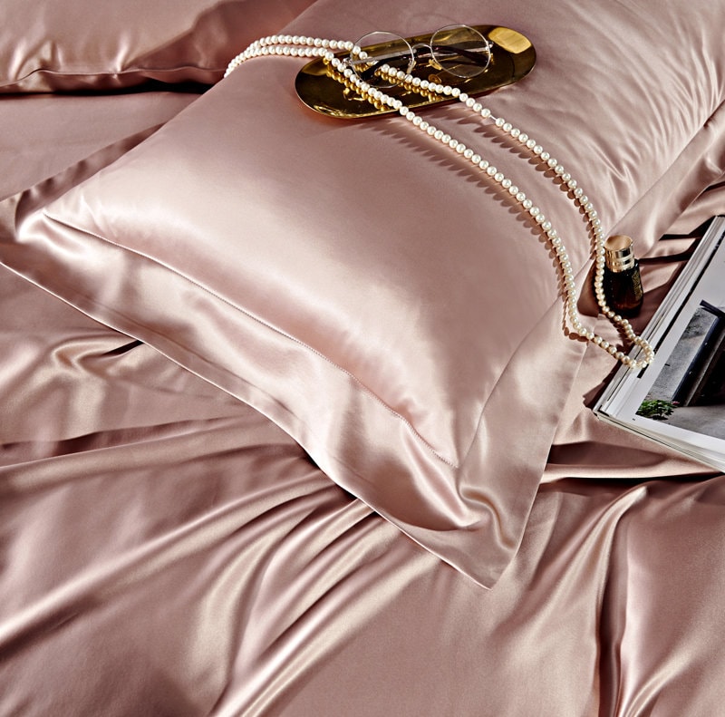 SWEET PINK - 30 Momme Mulberry Silk Bedding, Silk Duvet Cover, Silk Fitted Sheet, Silk Flat Sheet, Silk Pillowcase, 100% SILK