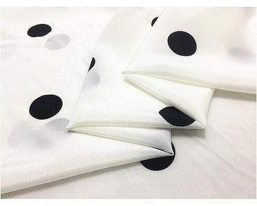 BAIDIDIAN - 14 momme Black Dots Print Stretch Silk Crepe de Chine Fabric - 138cm wide by the Yard