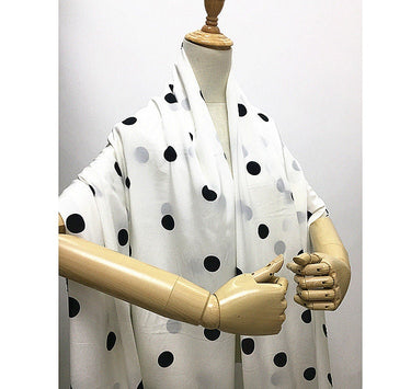 BAIDIDIAN - 14 momme Black Dots Print Stretch Silk Crepe de Chine Fabric - 138cm wide by the Yard