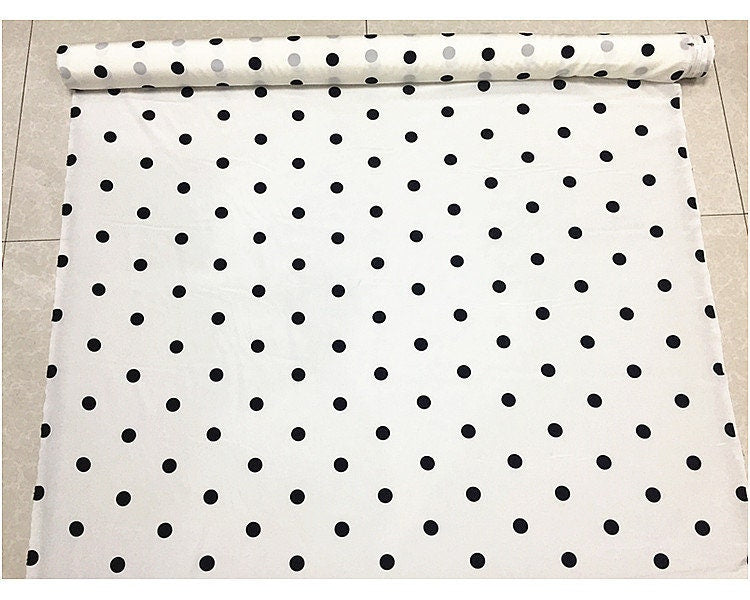 BAIDIDIAN - 14 momme Black Dots Print Stretch Silk Crepe de Chine Fabric - 138cm wide by the Yard