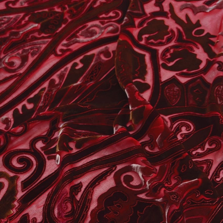 FEITIAN - Brown Burn-out Silk Velvet in Semi Sheer Fabric - 114cm wide by the Yard