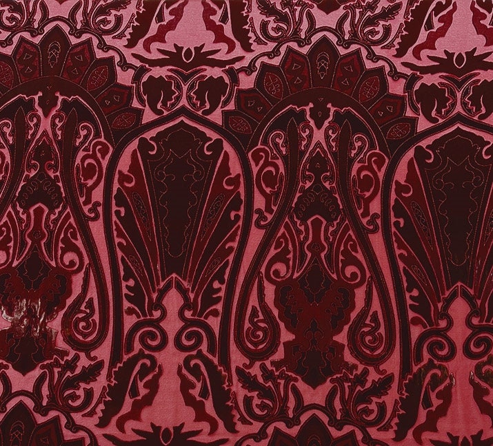 FEITIAN - Brown Burn-out Silk Velvet in Semi Sheer Fabric - 114cm wide by the Yard