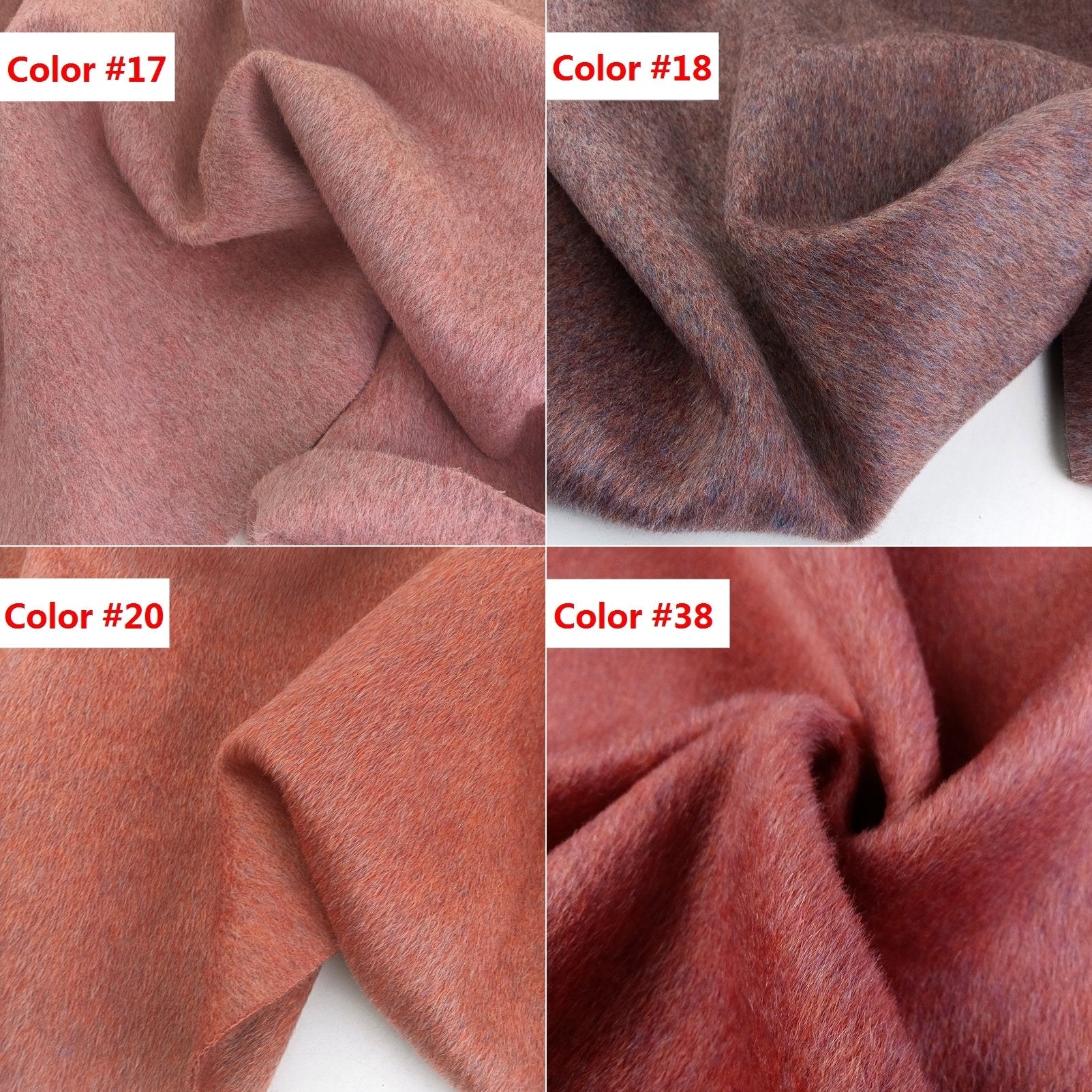 30 Colors - Mixed Colors Double Faced Alpaca Wool Fabric - 150cm wide by the Yard