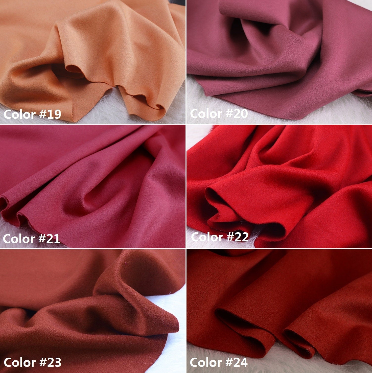 60 Colors - Double Faced Alpaca Wool Fabric - 150cm wide by the Yard