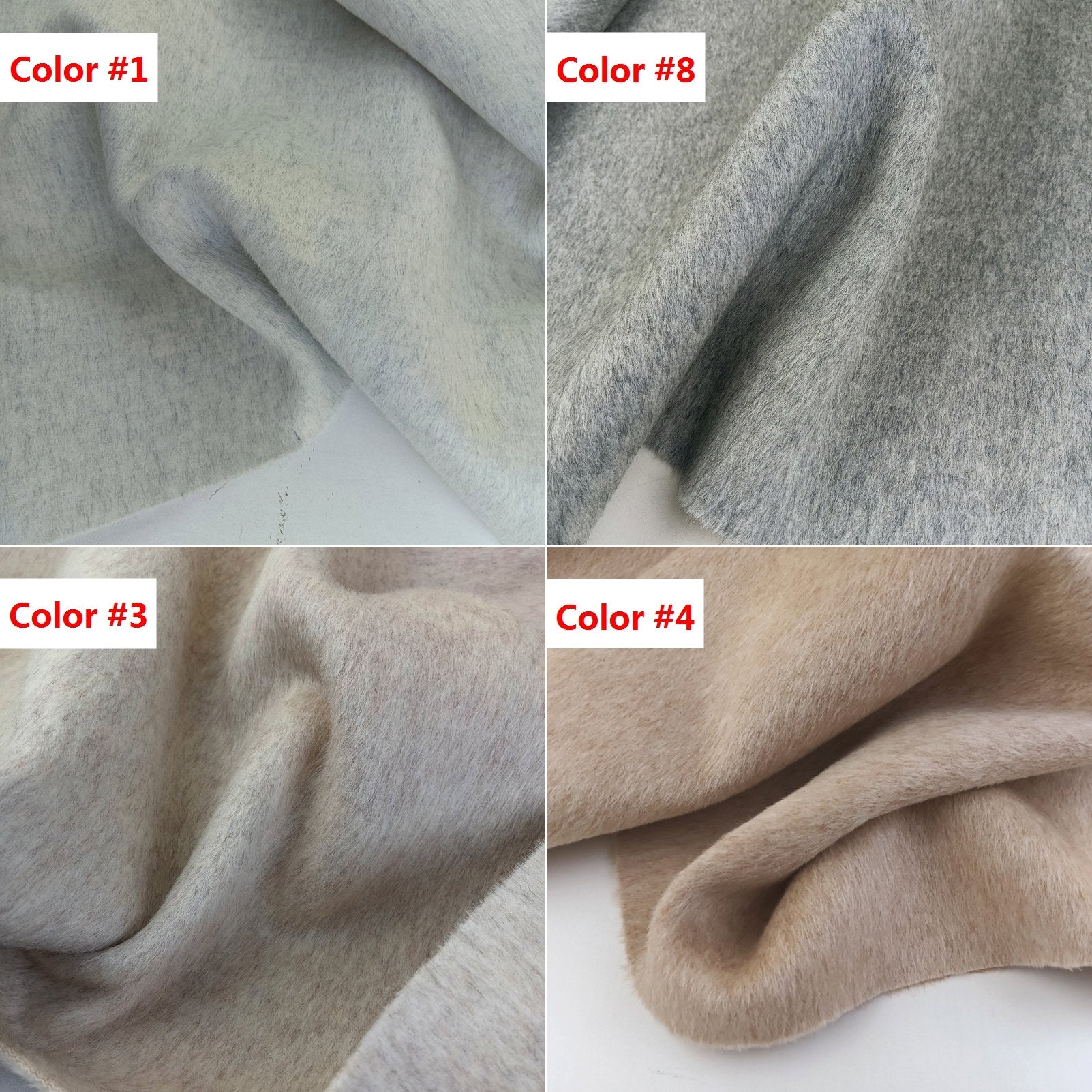 30 Colors - Mixed Colors Double Faced Alpaca Wool Fabric - 150cm wide by the Yard