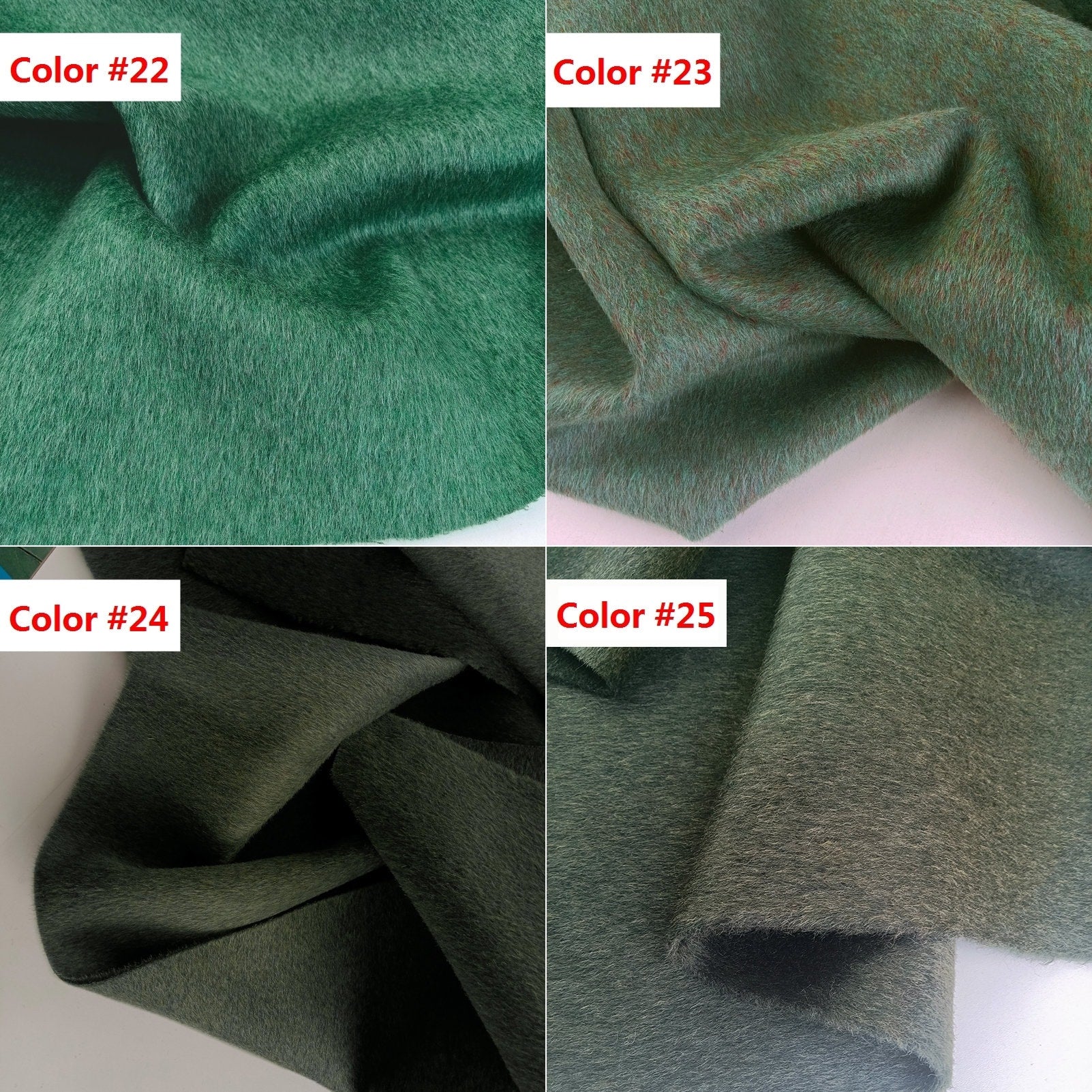 30 Colors - Mixed Colors Double Faced Alpaca Wool Fabric - 150cm wide by the Yard