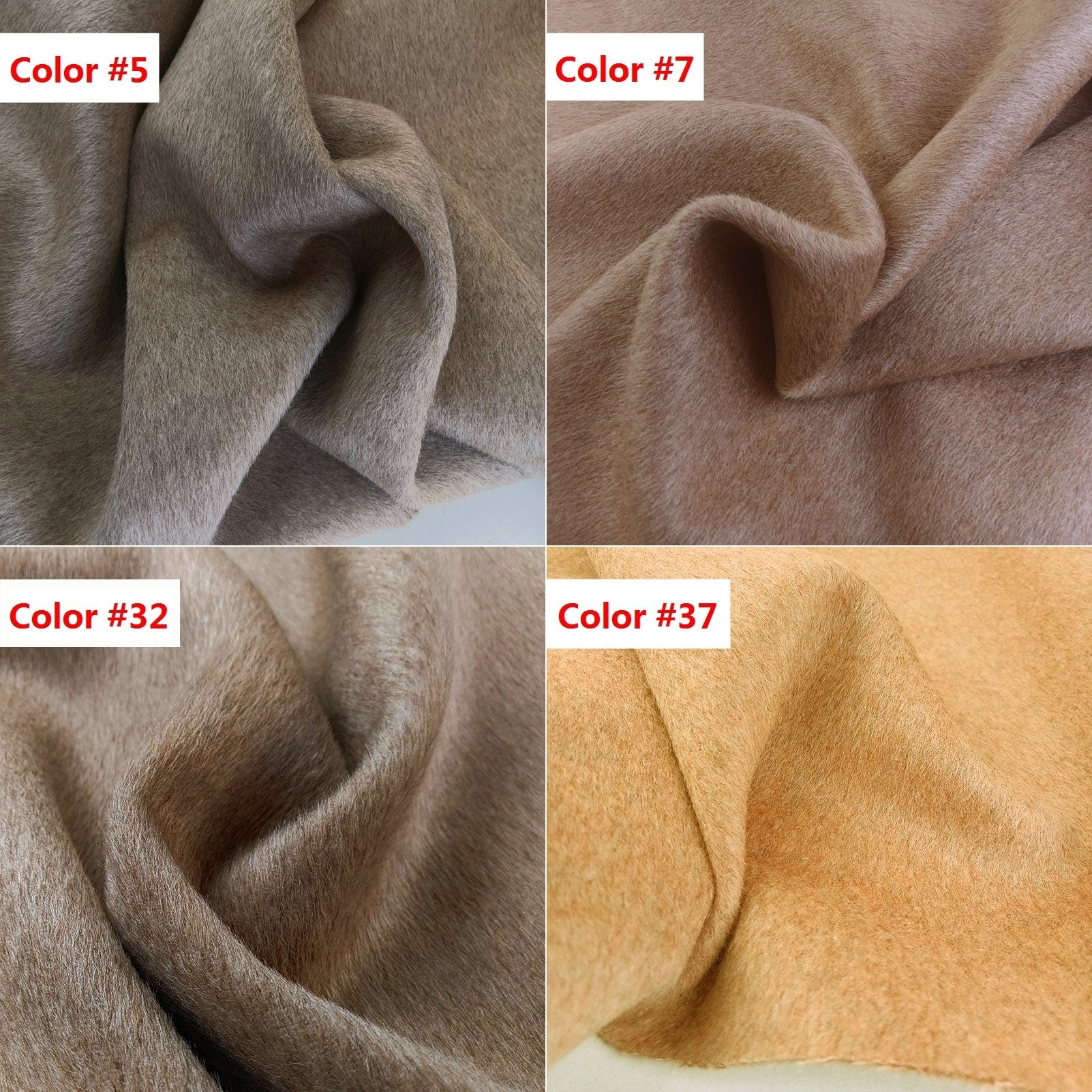 30 Colors - Mixed Colors Double Faced Alpaca Wool Fabric - 150cm wide by the Yard